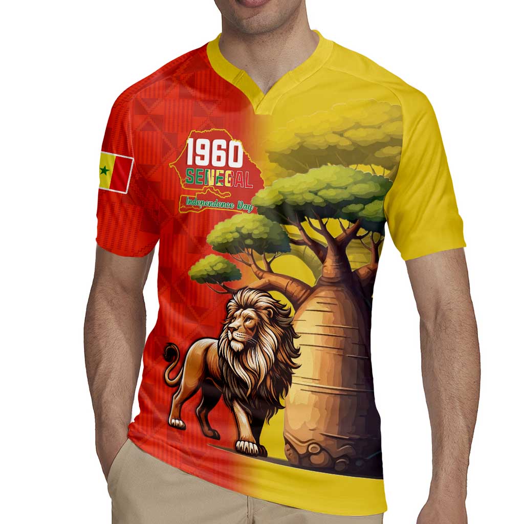 Senegal Independence Day Rugby Jersey Lion With Baobab