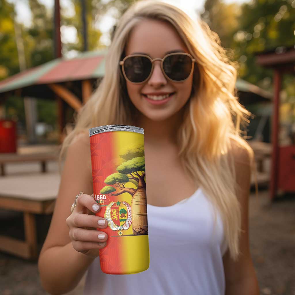 Senegal Independence Day Skinny Tumbler Lion With Baobab