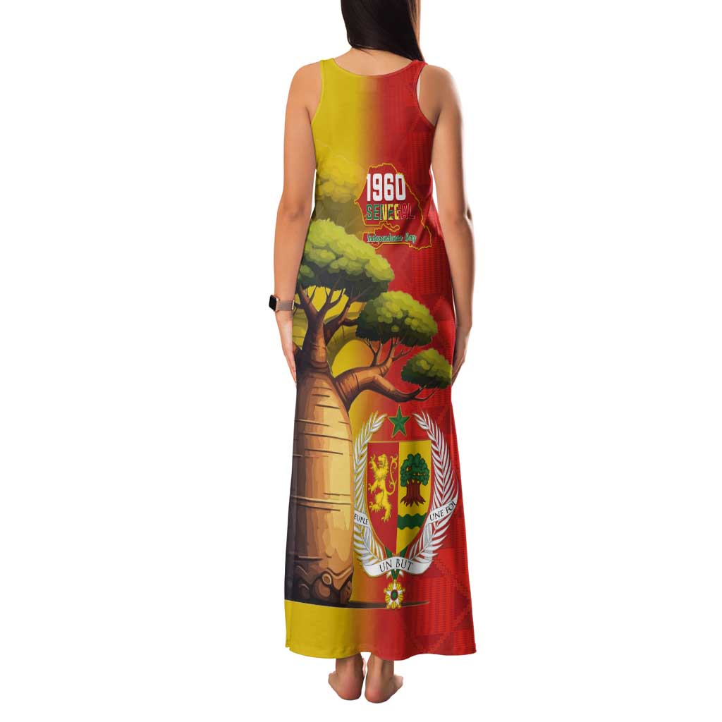 Senegal Independence Day Tank Maxi Dress Lion With Baobab