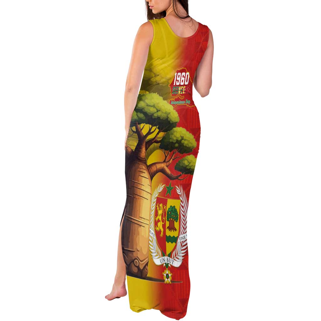 Senegal Independence Day Tank Maxi Dress Lion With Baobab