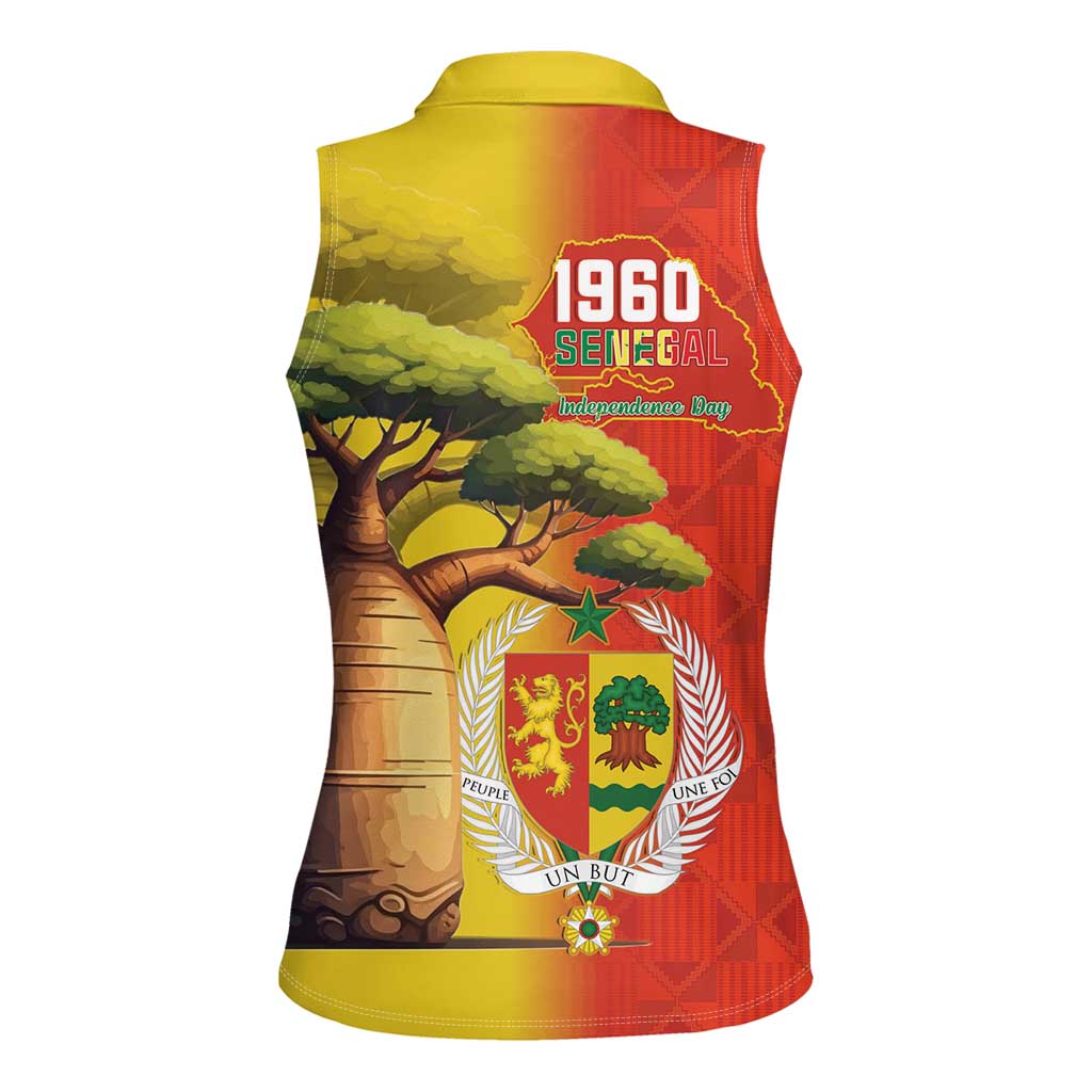 Senegal Independence Day Women Sleeveless Polo Shirt Lion With Baobab - Wonder Print Shop