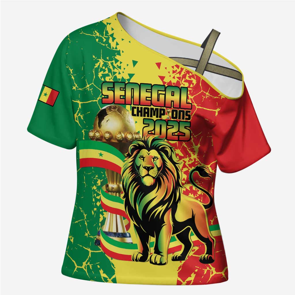 Custom Senegal Football Cross Shoulder Shirt We Are the Champions