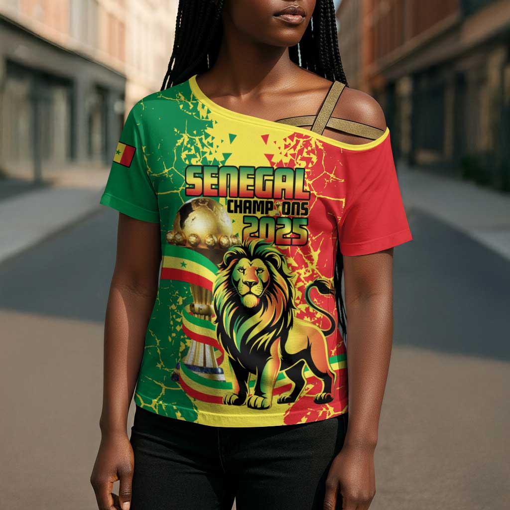Custom Senegal Football Cross Shoulder Shirt We Are the Champions