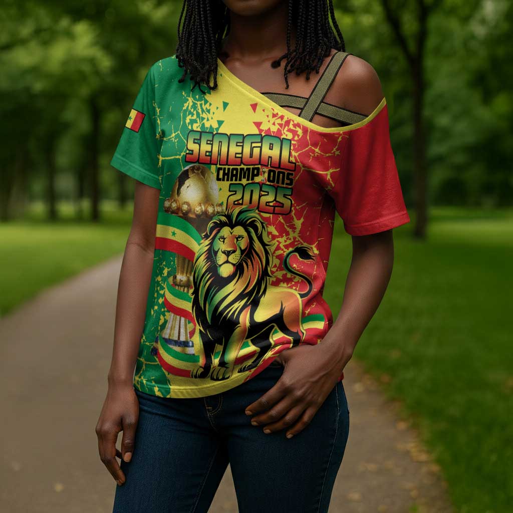 Custom Senegal Football Cross Shoulder Shirt We Are the Champions