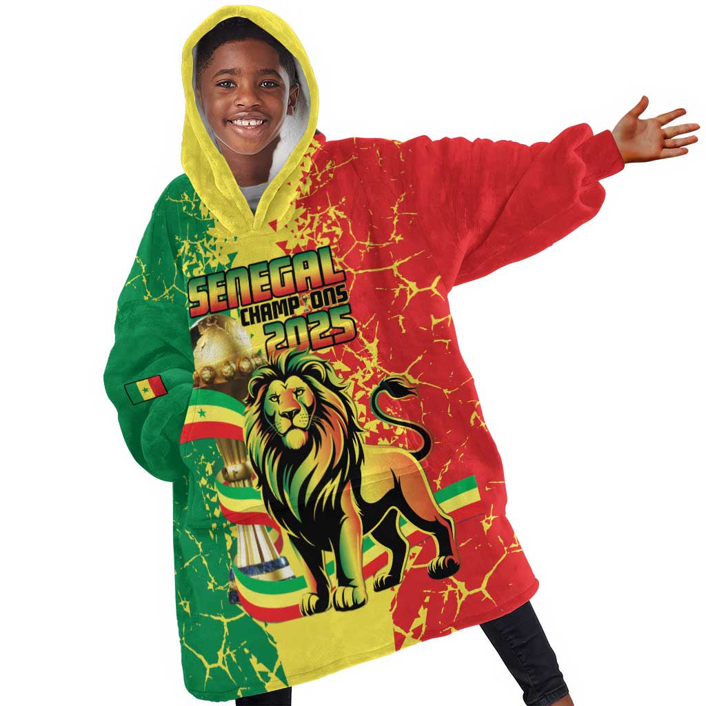 Custom Senegal Football Kid Wearable Blanket Hoodie We Are the Champions