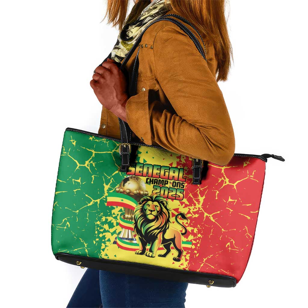 Senegal Football Leather Tote Bag We Are the Champions
