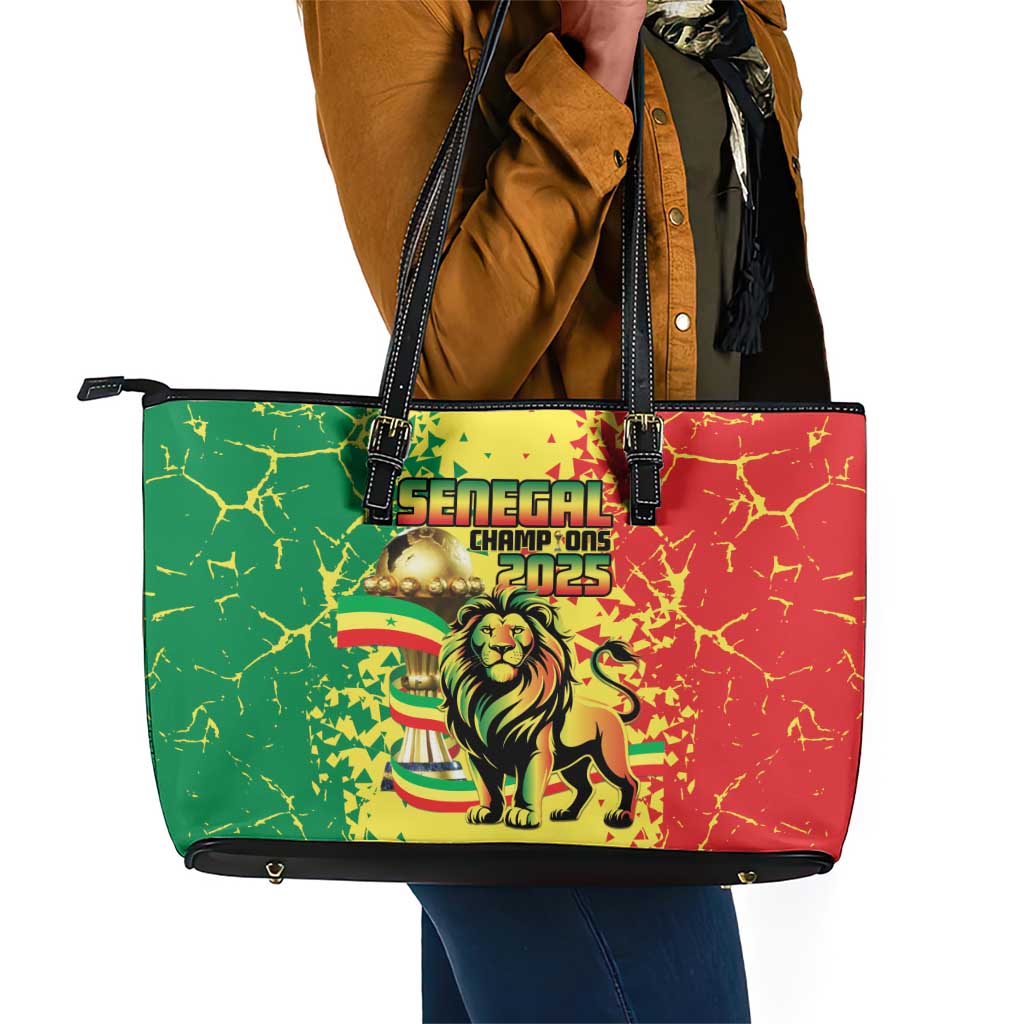 Senegal Football Leather Tote Bag We Are the Champions