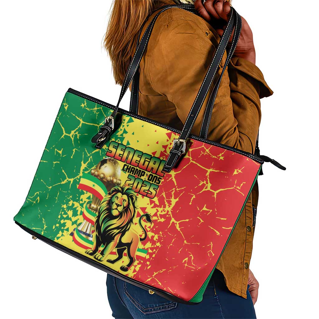 Senegal Football Leather Tote Bag We Are the Champions