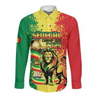 Custom Senegal Football Long Sleeve Button Shirt We Are the Champions