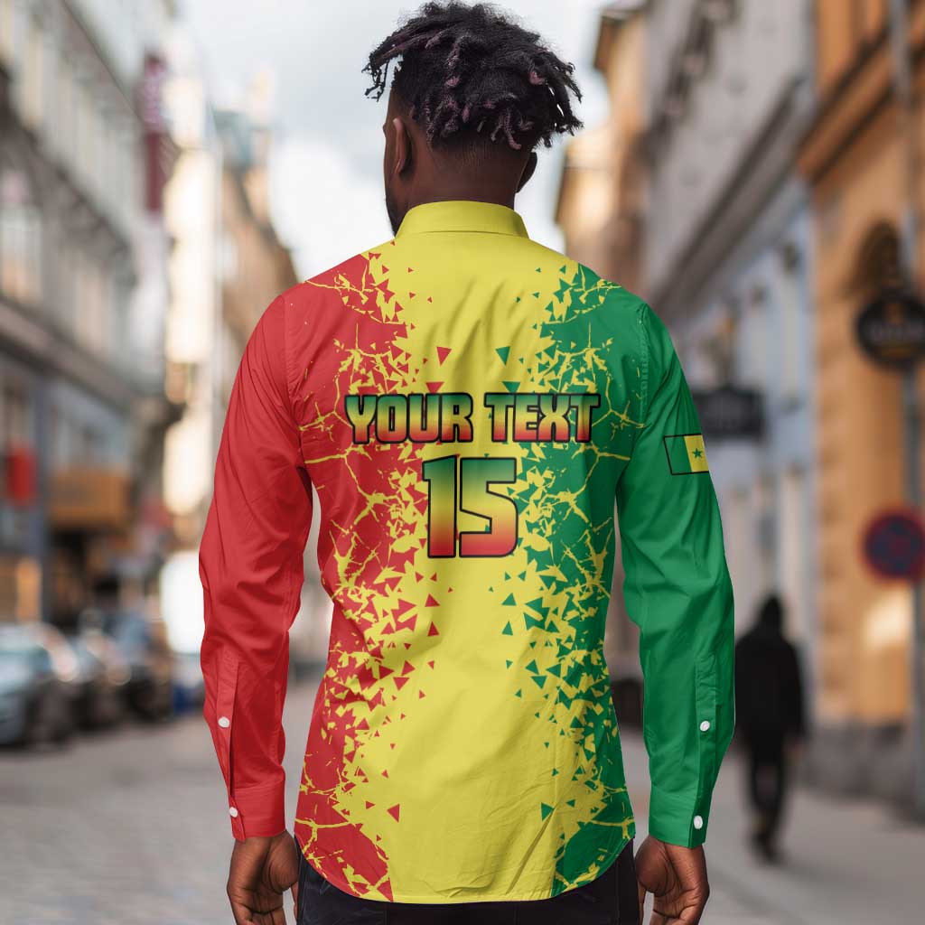 Custom Senegal Football Long Sleeve Button Shirt We Are the Champions