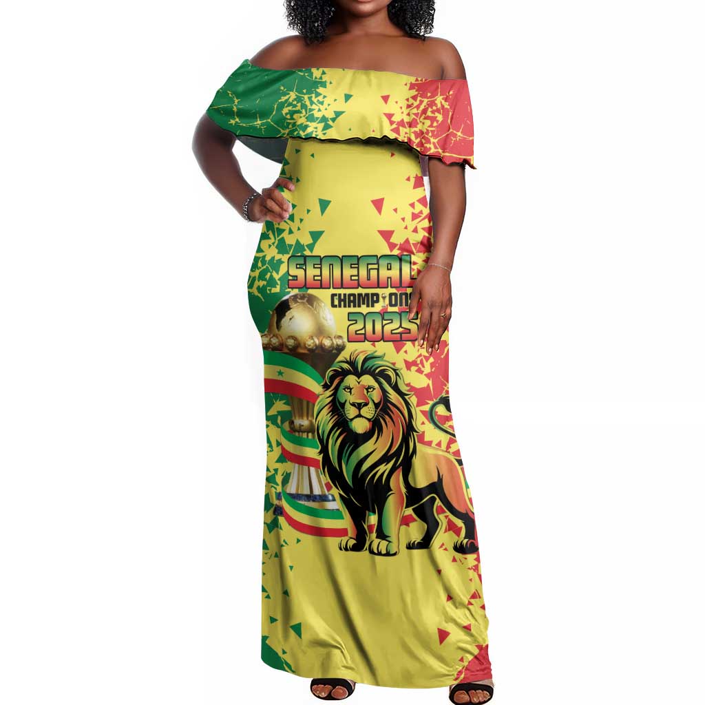 Custom Senegal Football Off Shoulder Maxi Dress We Are the Champions
