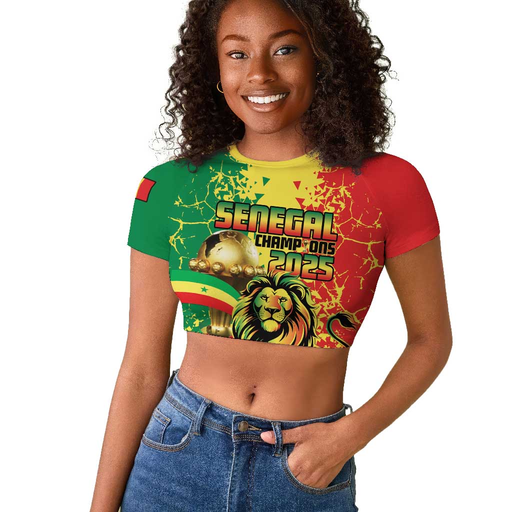Custom Senegal Football Raglan Cropped T shirt We Are the Champions