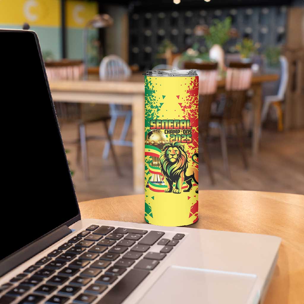 Custom Senegal Football Skinny Tumbler We Are the Champions