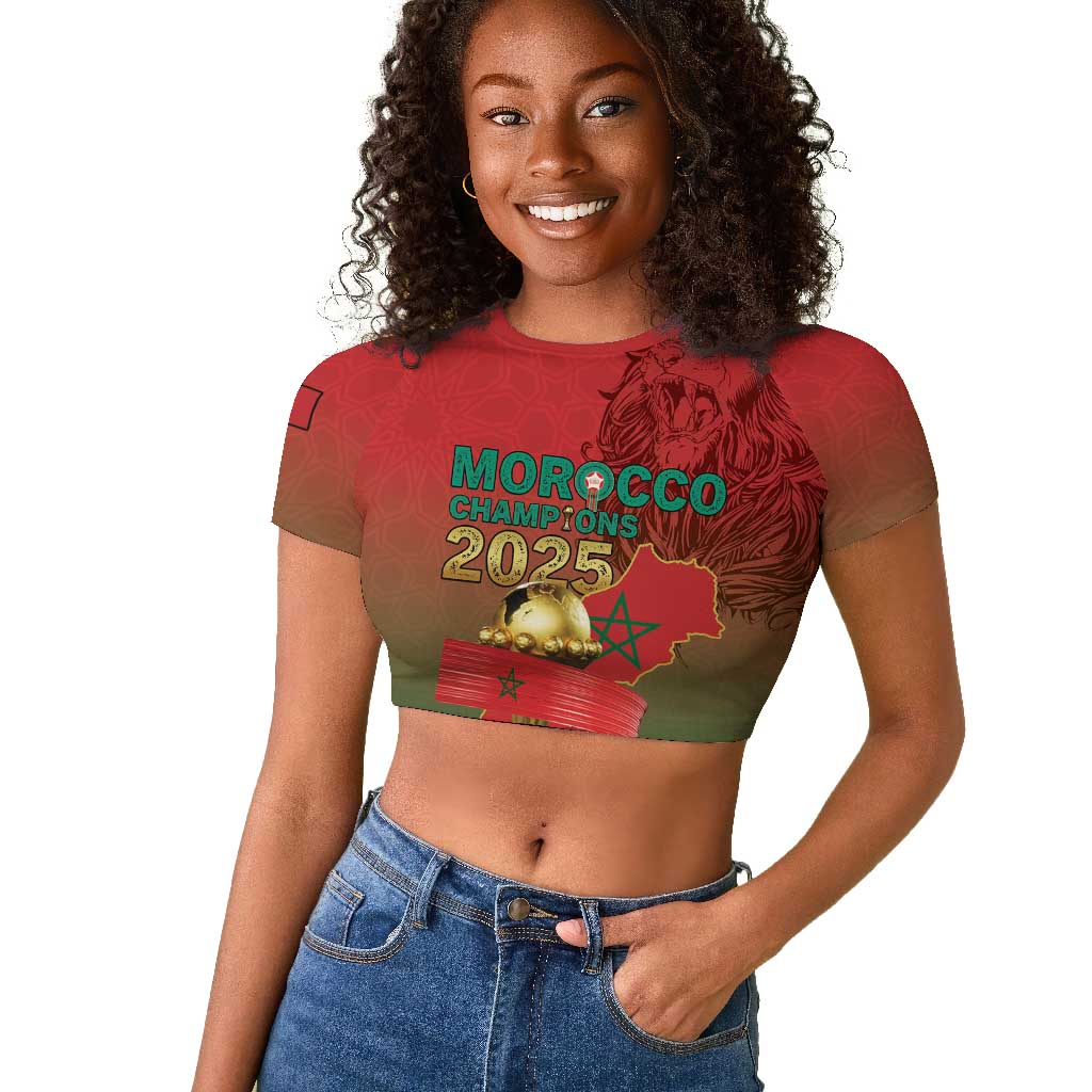 Custom Morocco Football Raglan Cropped T shirt 2025 Victory Is Ours
