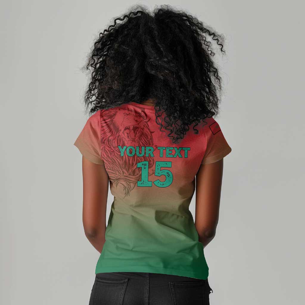 Custom Morocco Football Women V-Neck T-Shirt 2025 Victory Is Ours