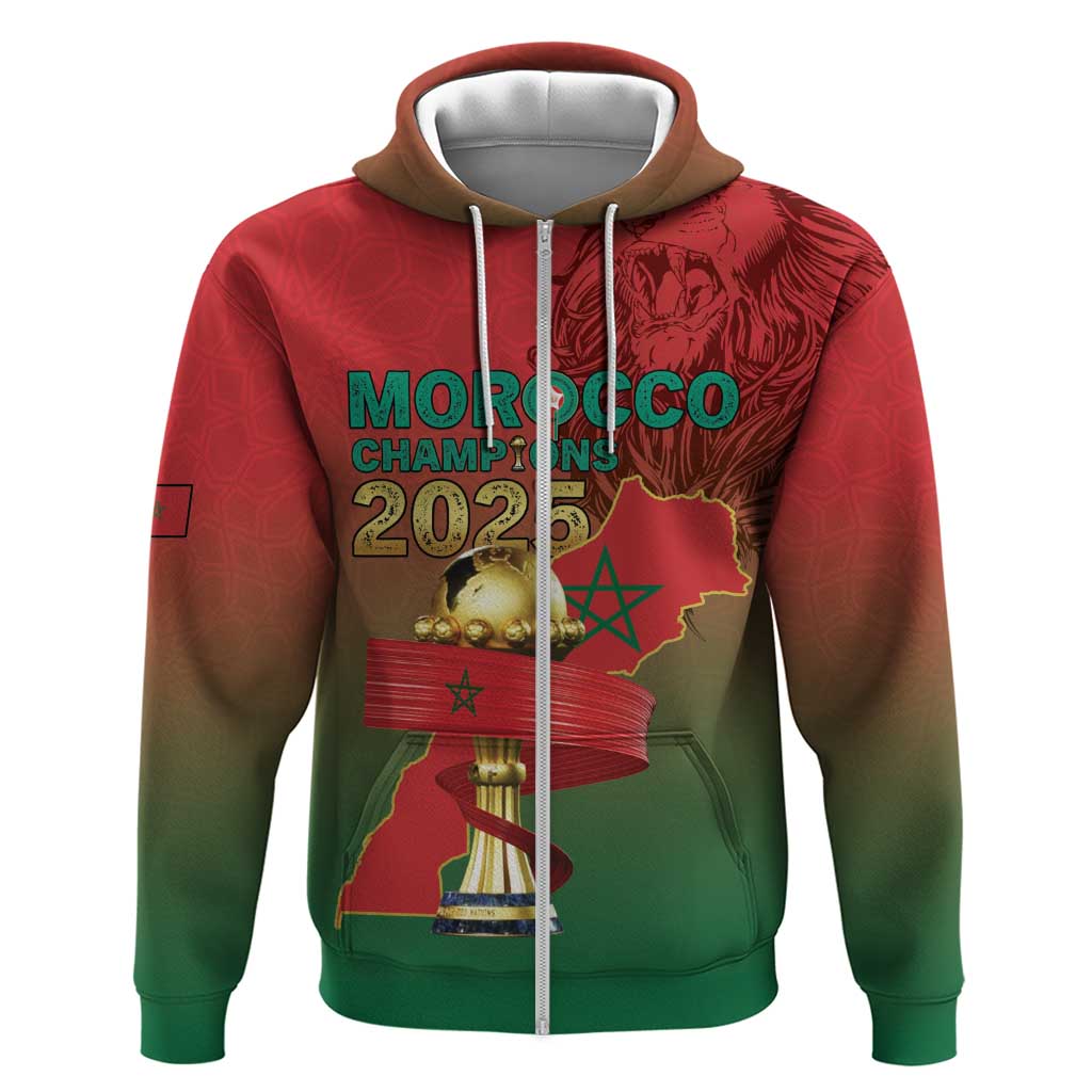Custom Morocco Football Zip Hoodie 2025 Victory Is Ours