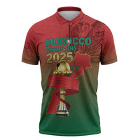 Custom Morocco Football Zipper Polo Shirt 2025 Victory Is Ours