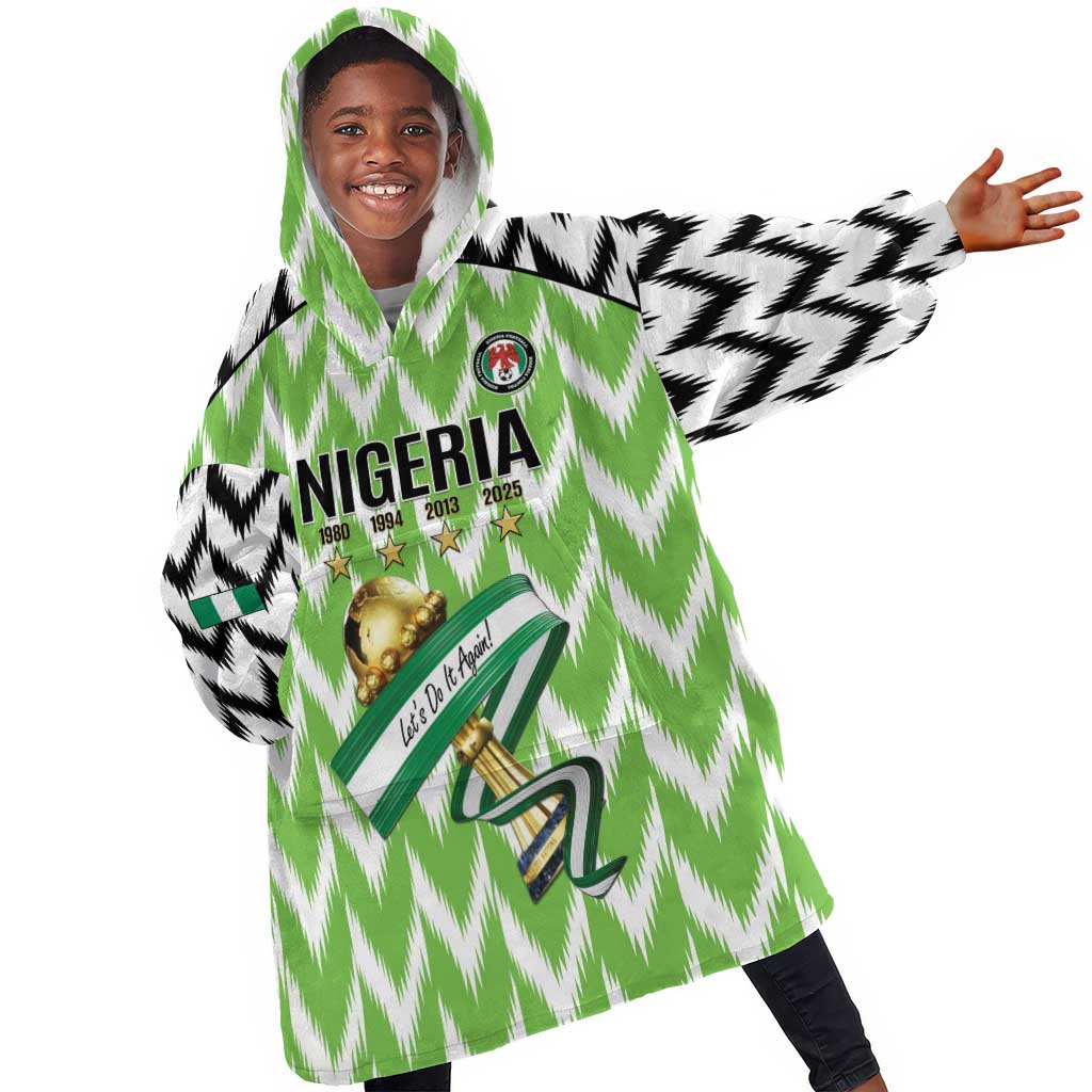 Custom Nigeria Football Kid Wearable Blanket Hoodie Super Eagles - Let’s Do It Again
