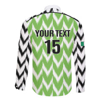 Custom Nigeria Football Long Sleeve Button Shirt Super Eagles - Let’s Do It Again