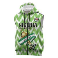 Custom Nigeria Football Sleeveless Zip Hoodie Super Eagles - Let’s Do It Again
