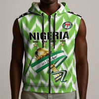Custom Nigeria Football Sleeveless Zip Hoodie Super Eagles - Let’s Do It Again