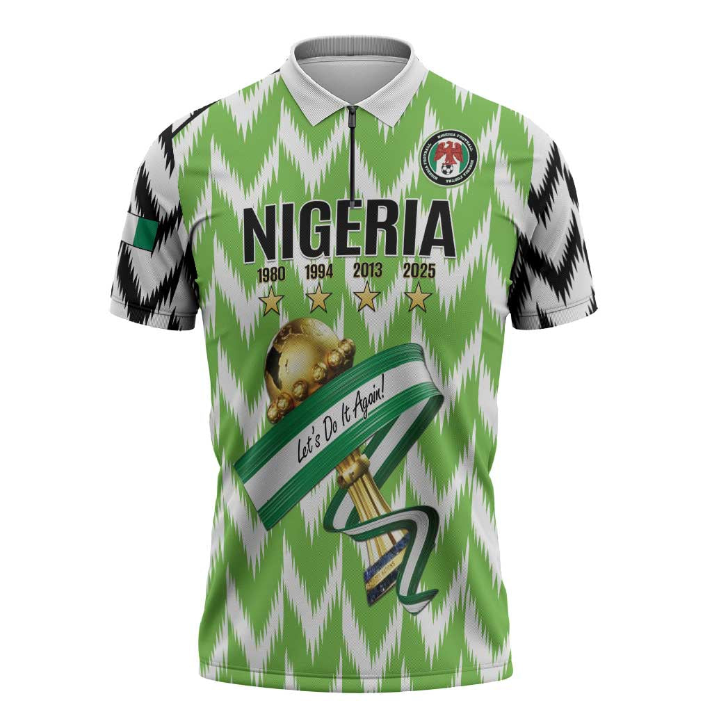 Custom Nigeria Football Zipper Polo Shirt Super Eagles - Let’s Do It Again