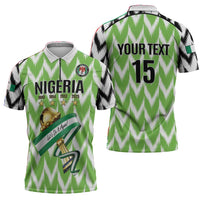 Custom Nigeria Football Zipper Polo Shirt Super Eagles - Let’s Do It Again