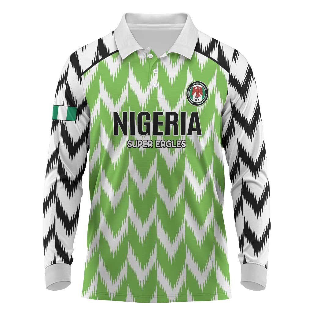 Custom Nigeria Football Long Sleeve Polo Shirt Go Champions Super Eagles