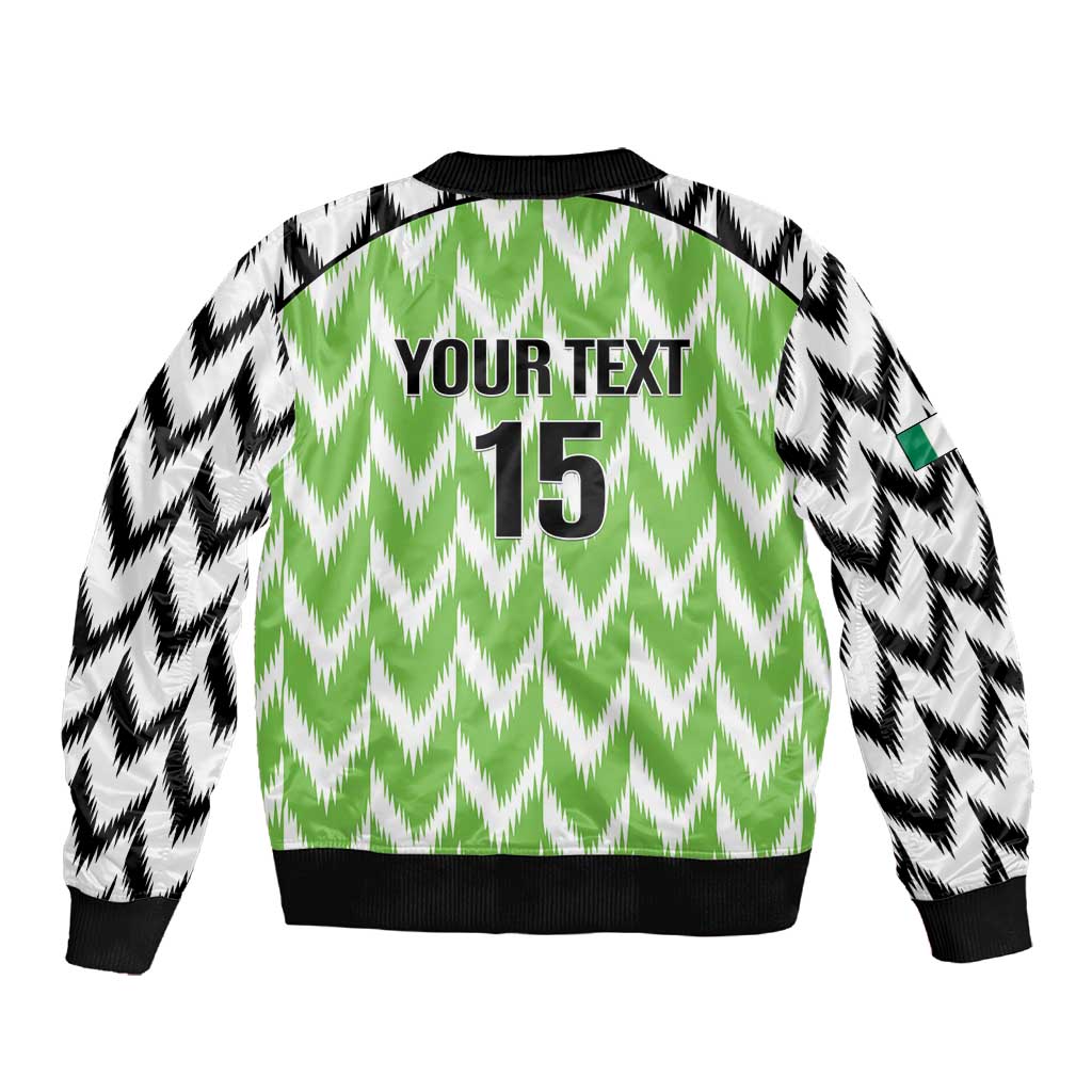 Custom Nigeria Football Sleeve Zip Bomber Jacket Go Champions Super Eagles