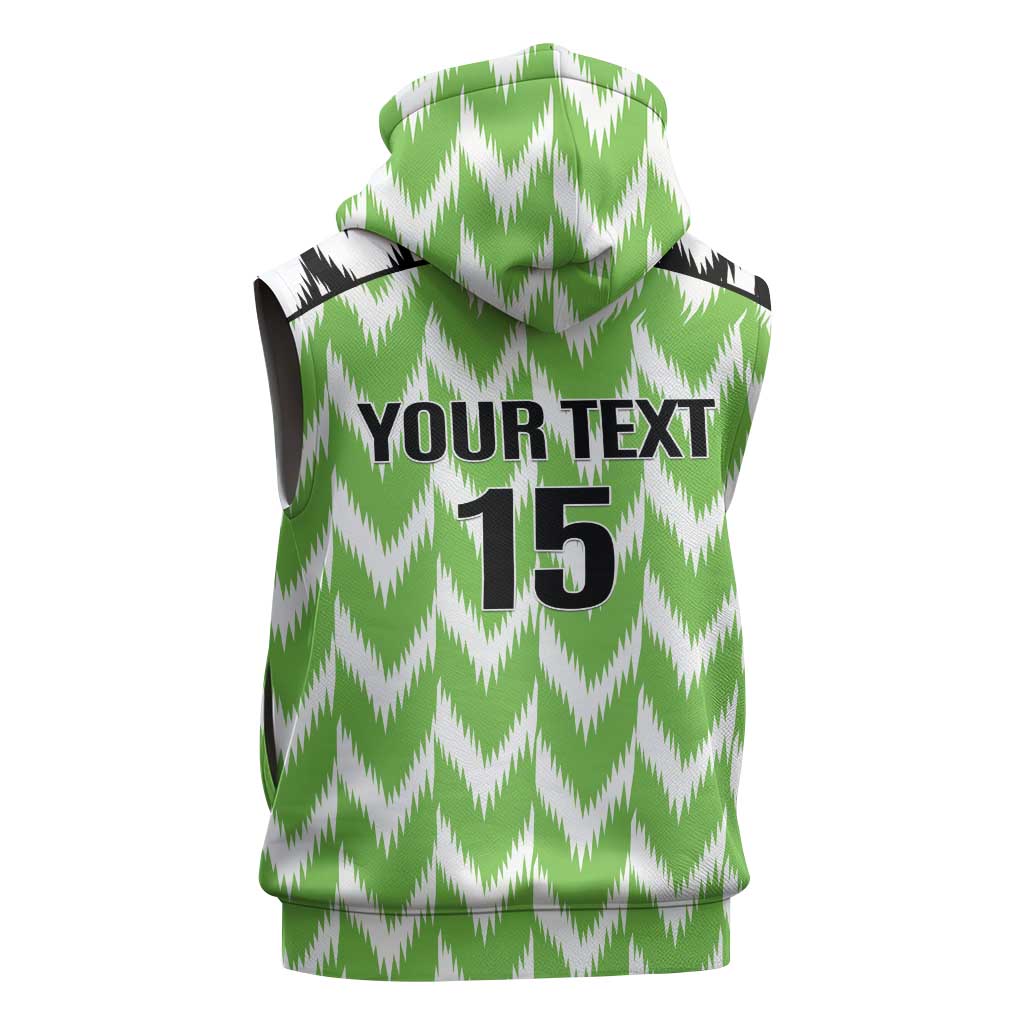 Custom Nigeria Football Sleeveless Zip Hoodie Go Champions Super Eagles