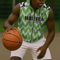 Custom Nigeria Football Sleeveless Zip Hoodie Go Champions Super Eagles