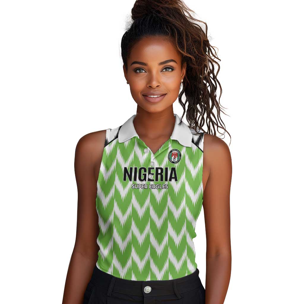 Custom Nigeria Football Women Sleeveless Polo Shirt Go Champions Super Eagles