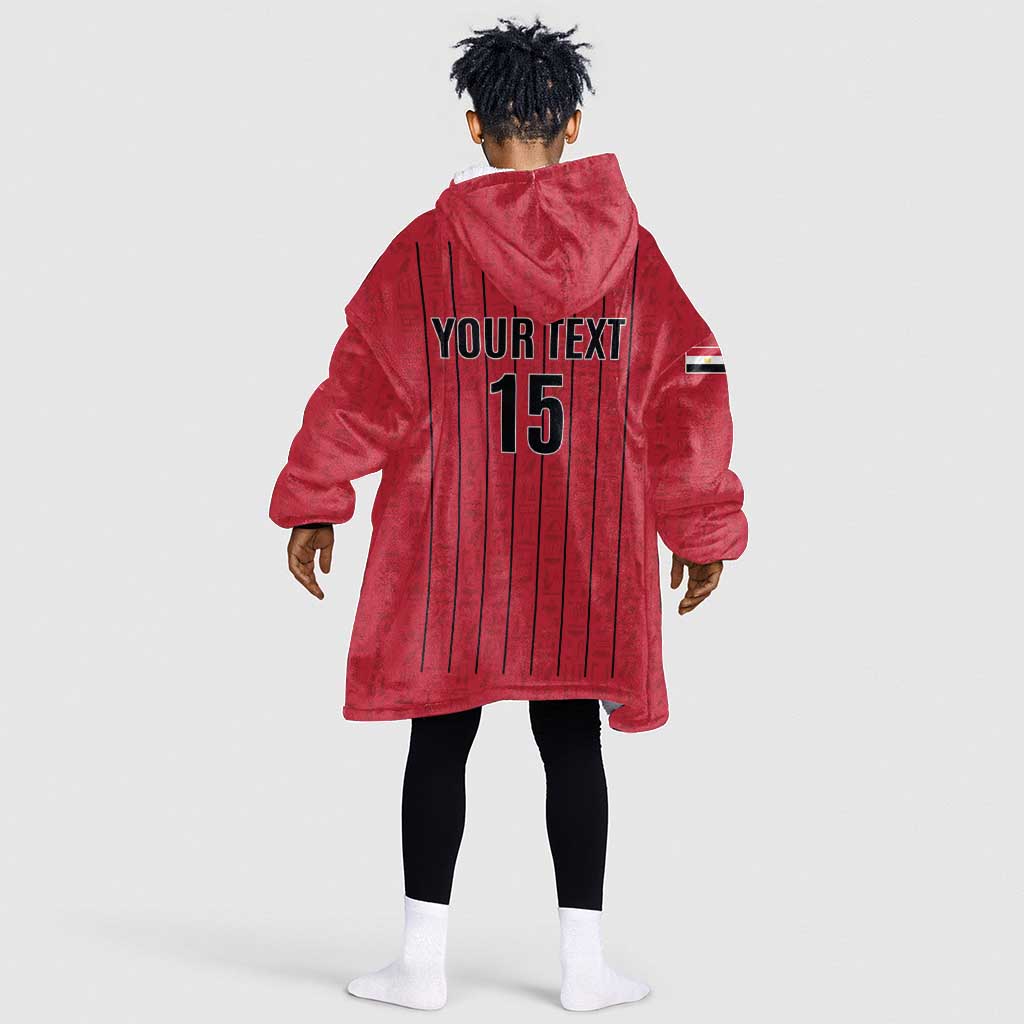 Custom Egypt Football Kid Wearable Blanket Hoodie Kings of Africa Champions