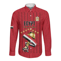 Custom Egypt Football Long Sleeve Button Shirt Kings of Africa Champions