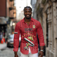 Custom Egypt Football Long Sleeve Button Shirt Kings of Africa Champions