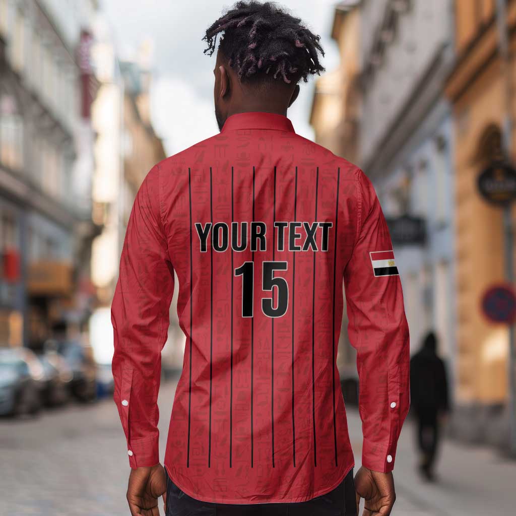 Custom Egypt Football Long Sleeve Button Shirt Kings of Africa Champions