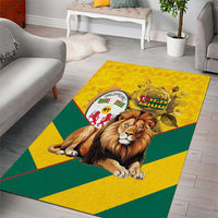 Togo Independence Day Area Rug Lion With Coat Of Arms Kente Pattern
