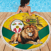 Togo Independence Day Beach Blanket Lion With Coat Of Arms Kente Pattern