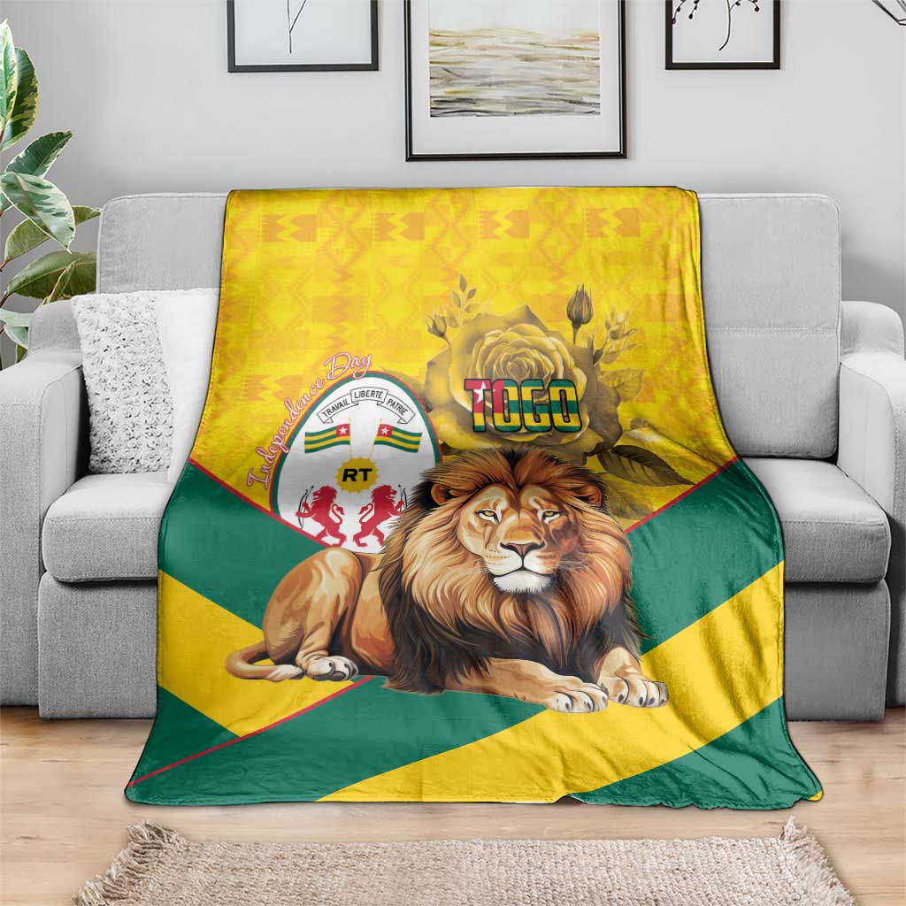 Togo Independence Day Blanket Lion With Coat Of Arms Kente Pattern