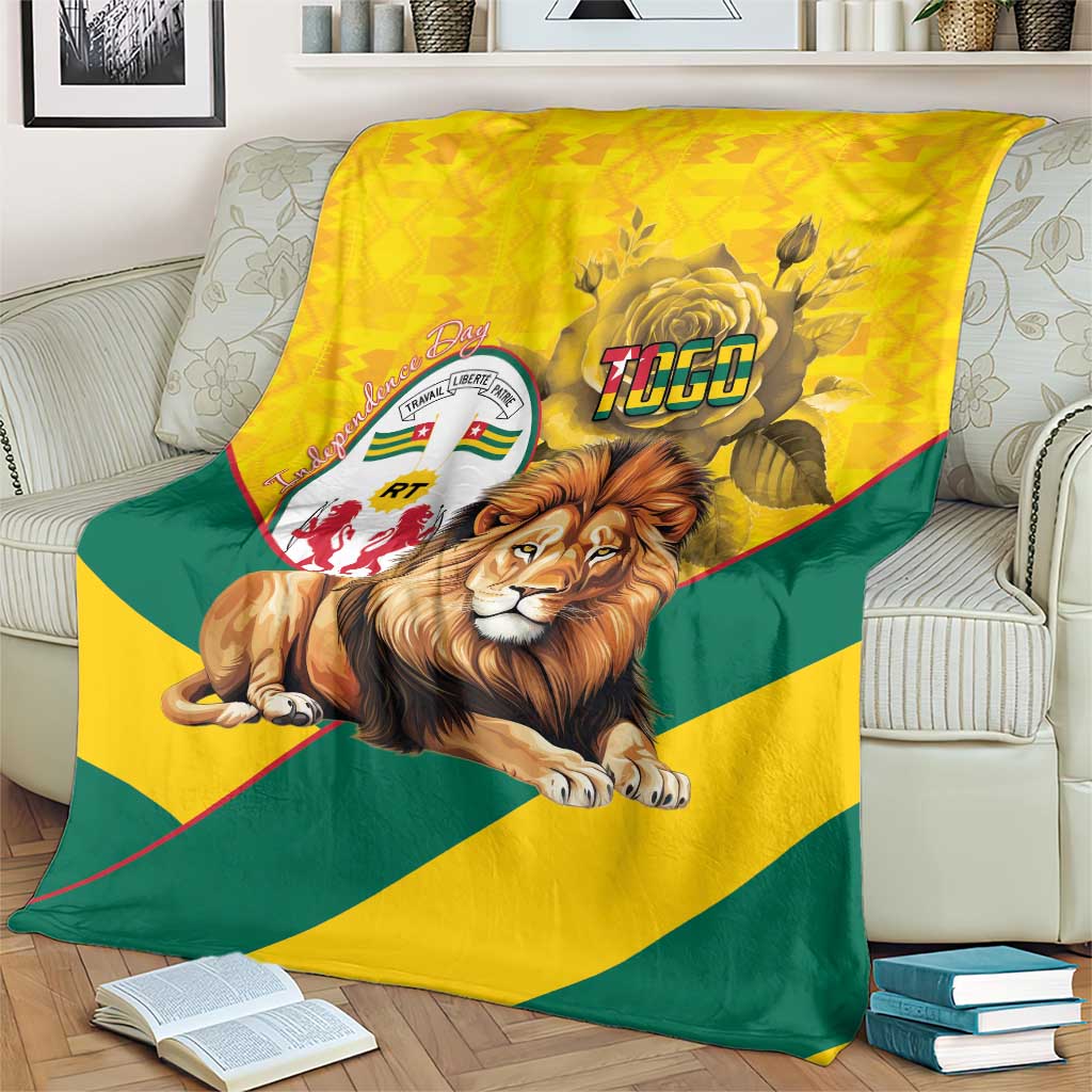 Togo Independence Day Blanket Lion With Coat Of Arms Kente Pattern