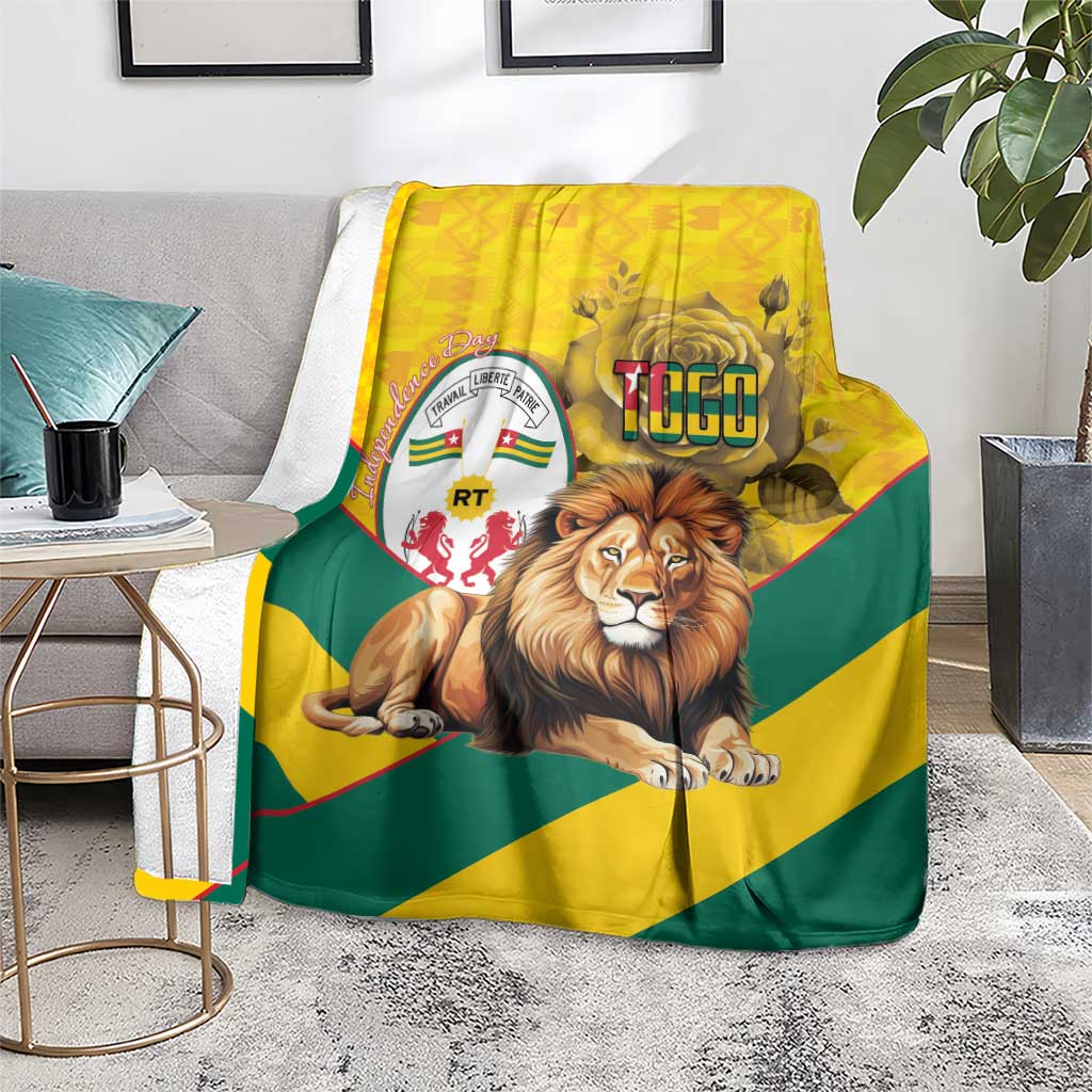 Togo Independence Day Blanket Lion With Coat Of Arms Kente Pattern