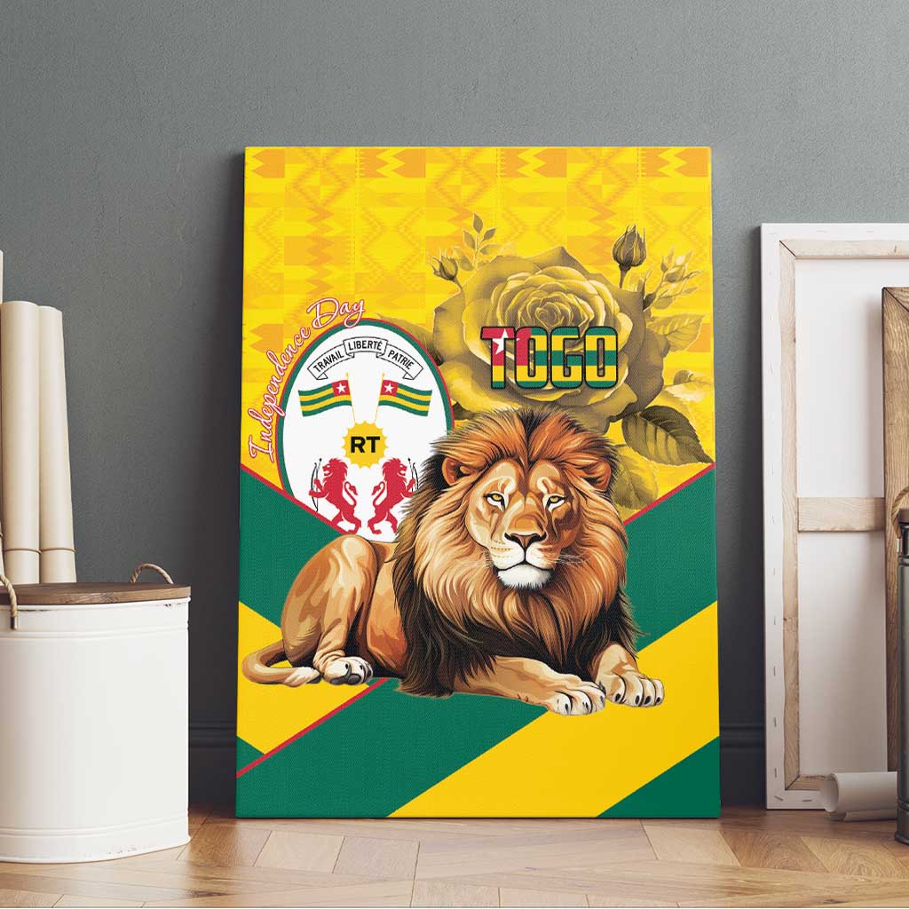 Togo Independence Day Canvas Wall Art Lion With Coat Of Arms Kente Pattern