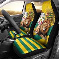 Togo Independence Day Car Seat Cover Lion With Coat Of Arms Kente Pattern