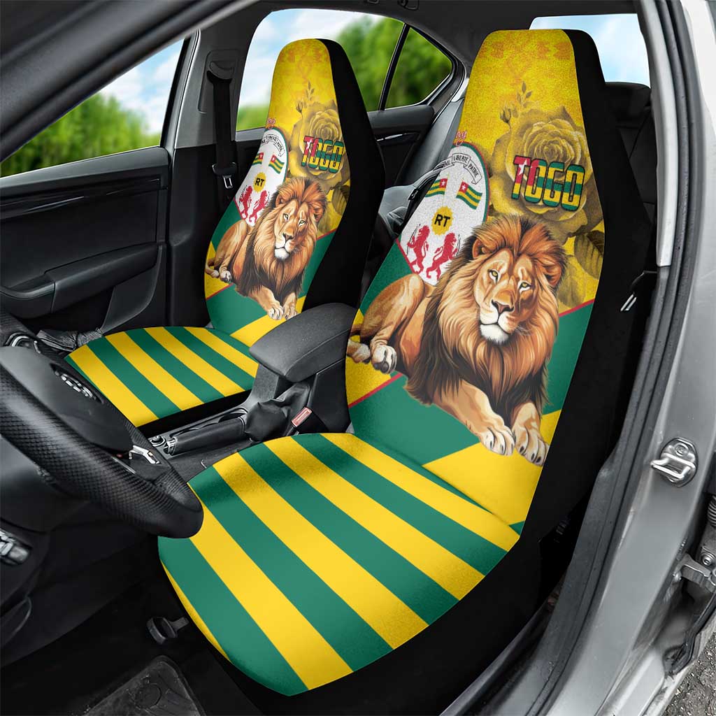 Togo Independence Day Car Seat Cover Lion With Coat Of Arms Kente Pattern