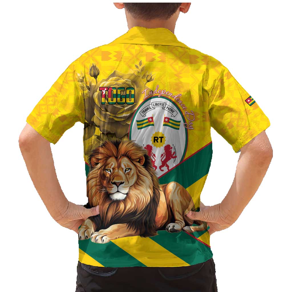 Togo Independence Day Family Matching Mermaid Dress and Hawaiian Shirt Lion With Coat Of Arms Kente Pattern