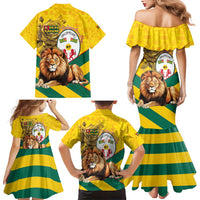 Togo Independence Day Family Matching Mermaid Dress and Hawaiian Shirt Lion With Coat Of Arms Kente Pattern