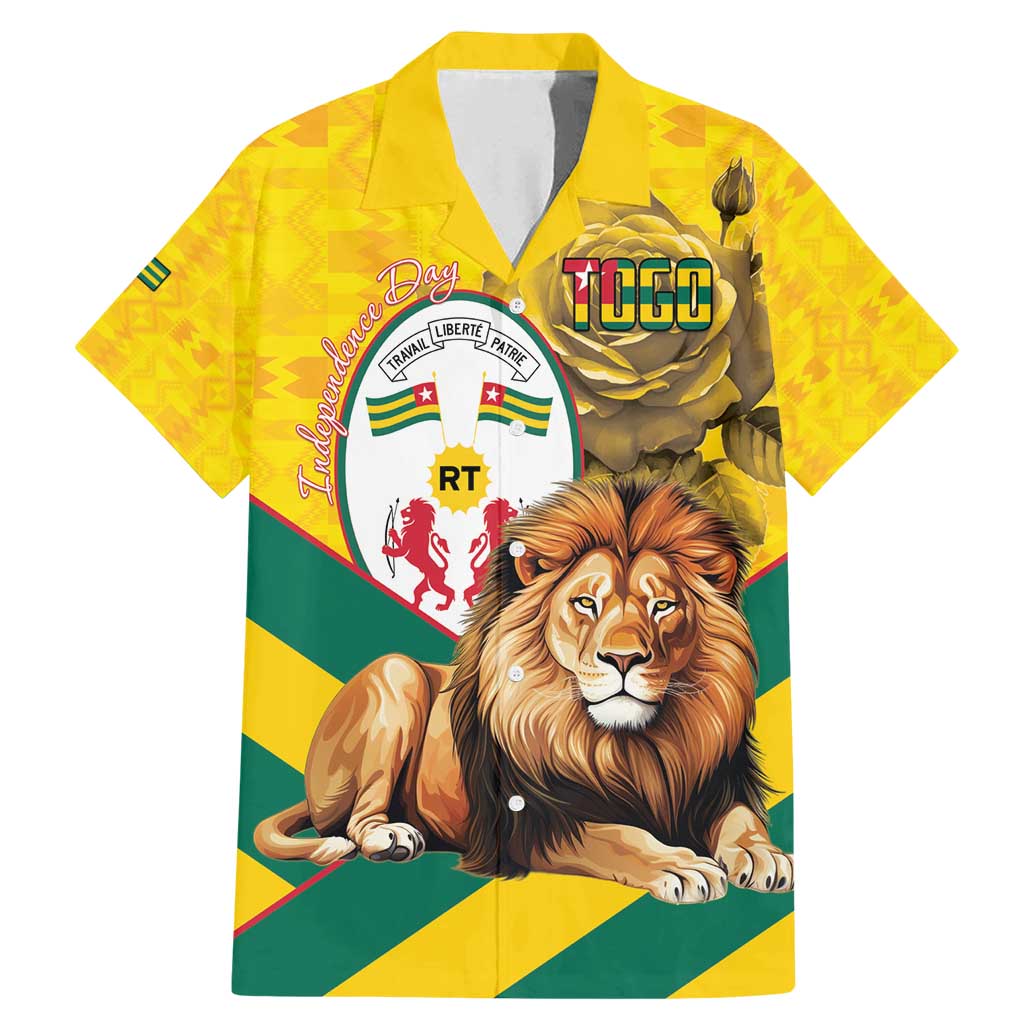 Togo Independence Day Family Matching Mermaid Dress and Hawaiian Shirt Lion With Coat Of Arms Kente Pattern