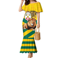 Togo Independence Day Family Matching Mermaid Dress and Hawaiian Shirt Lion With Coat Of Arms Kente Pattern