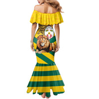 Togo Independence Day Family Matching Mermaid Dress and Hawaiian Shirt Lion With Coat Of Arms Kente Pattern