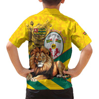 Togo Independence Day Family Matching Short Sleeve Bodycon Dress and Hawaiian Shirt Lion With Coat Of Arms Kente Pattern